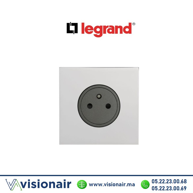 [LEG67631] Legrand art d'Arnould prise 2P+T Surface 16A 250V acier miroir 67631