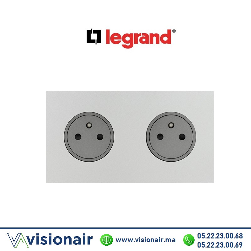 [LEG67532] Legrand art d'Arnould double prise 2P+T Surface 16A 250V blanc satin 67532