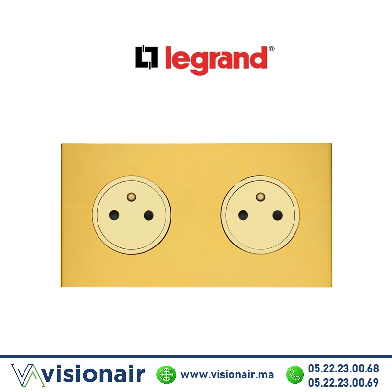 [LEG67732] Legrand art d'Arnould double prise 2P+T Surface 16A 250V Or miroir 67732