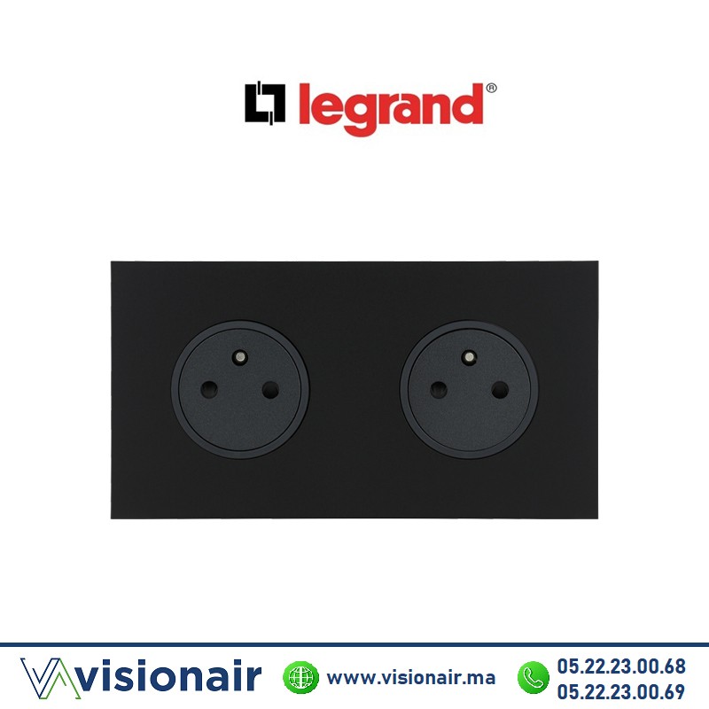 [LEG67832] Legrand art d'Arnould double prise 2P+T Surface 16A 250V noir mat 67832