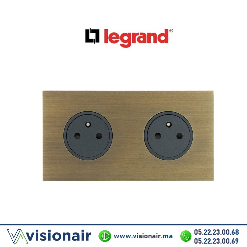 [LEG67332] Legrand art d'Arnould double prise 2P+T Surface 16A 250V bronze 67332