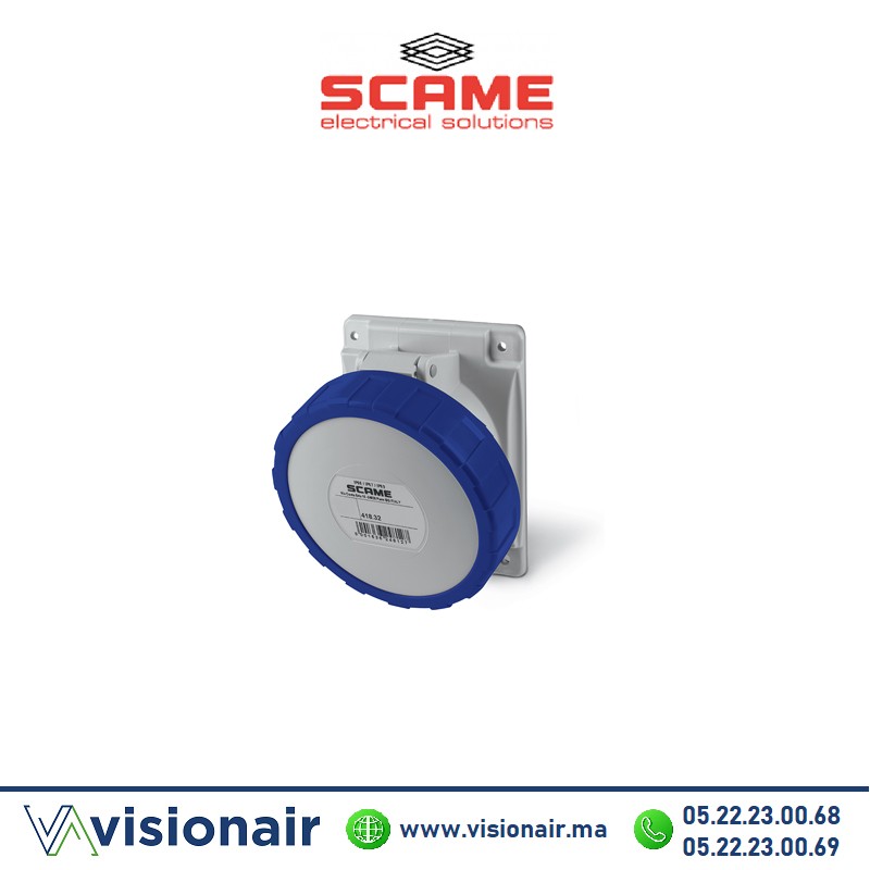 [418.3263] Prise A encastré SCAME 2P+T 32A 200-250V IP66/IP67/IP69