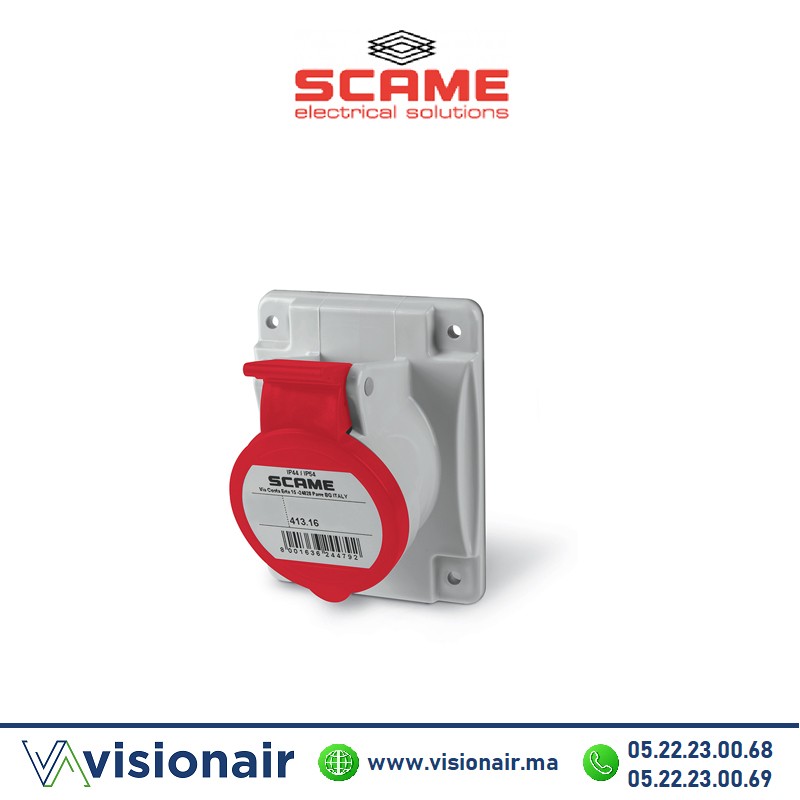 [413.1667] Prise A encastrer SCAME 3P+N+T 16A 380V IP44/IP54