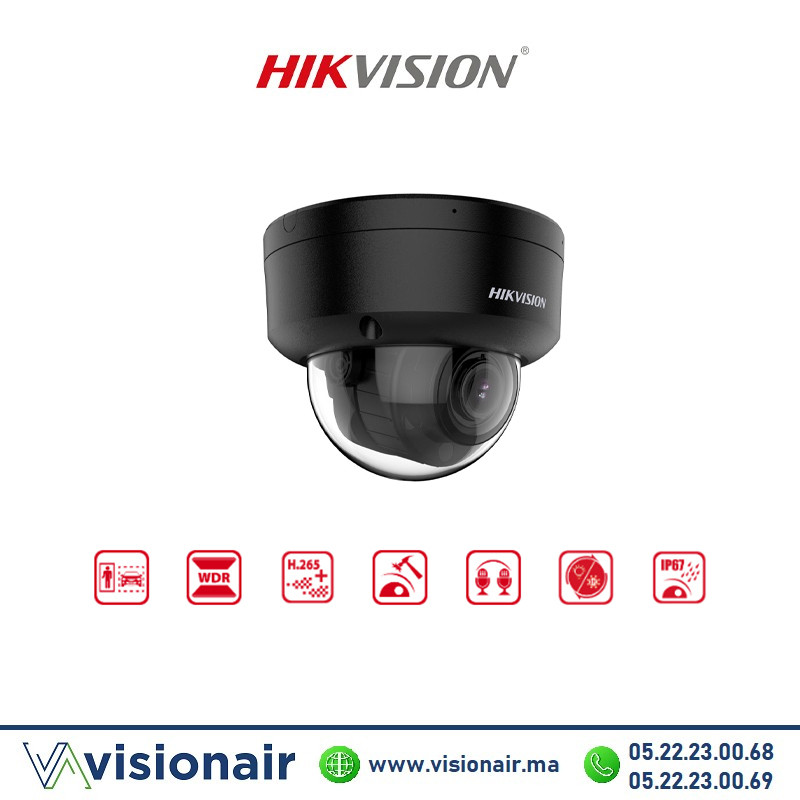 [DS-2CD2763G2-LIZS2UB] Camera IP HIKVISION dôme Varif Mot 6MP Smart Hybrid Light AcuSense Audio BLACK DS-2CD2763G2-LIZS2UB