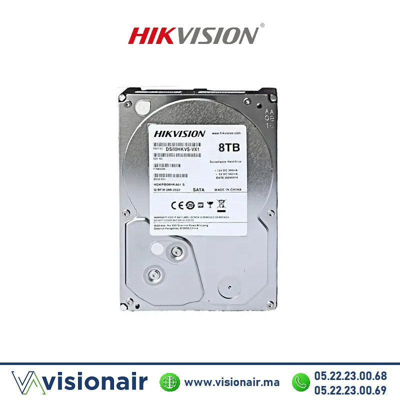 [DS80HKVS-VX1] Disque dur 8TB Hikvision pour la vidéosurveillance DS80HKVS-VX1