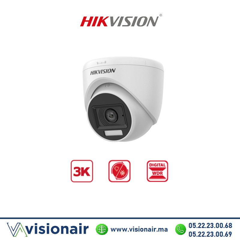[DS-2CE76K0T-EXLMF] Caméra HIKVISION Turret 3K 5MP IP67 Smart Hybrid Light DS-2CE76K0T-EXLMF