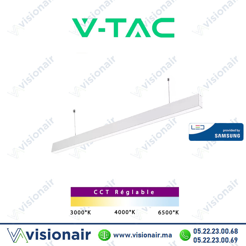 [VT-45040-SKU97460] Suspension LED V-TAC blanc 120cm 40W CCT SKU97460