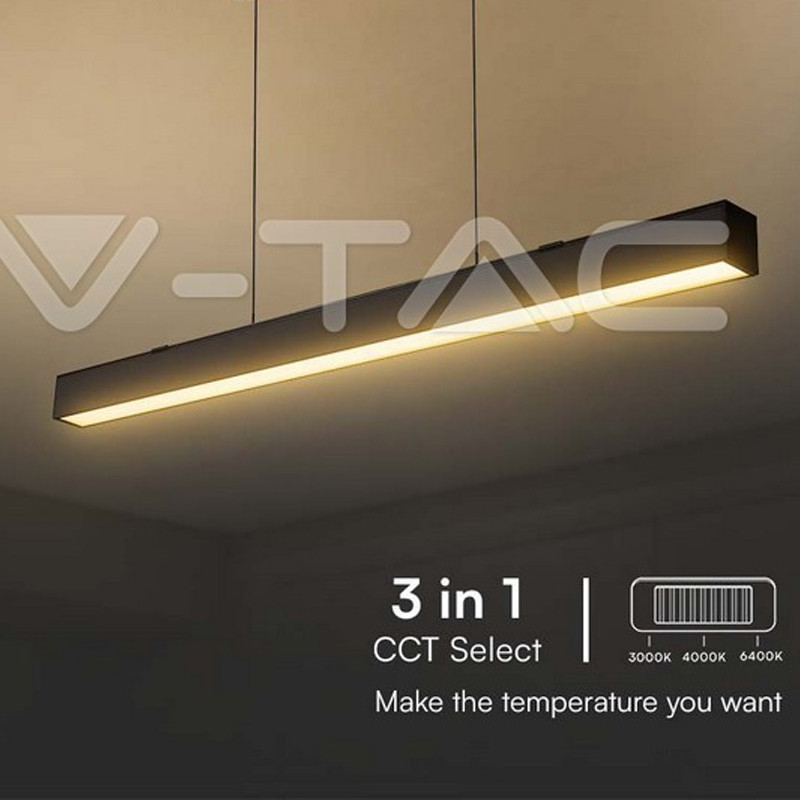 Suspension LED V-TAC noir 120cm 40W CCT Casablanca Maroc