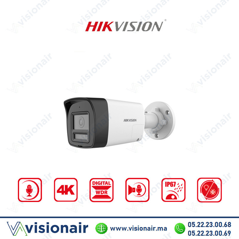 [DS-2CE16U0T-LTS] Caméra Hikvision 4K Ultra HD Mini Bullet Smart Hybrid Light DS-2CE16U0T-LTS