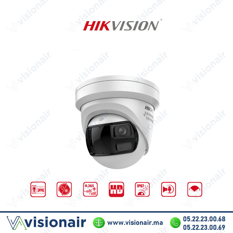 Caméra IP Hikvision 8MP AcuSense dôme fixe panoramique DS-2CD2383G2P-LISU/S Casablanca Maroc