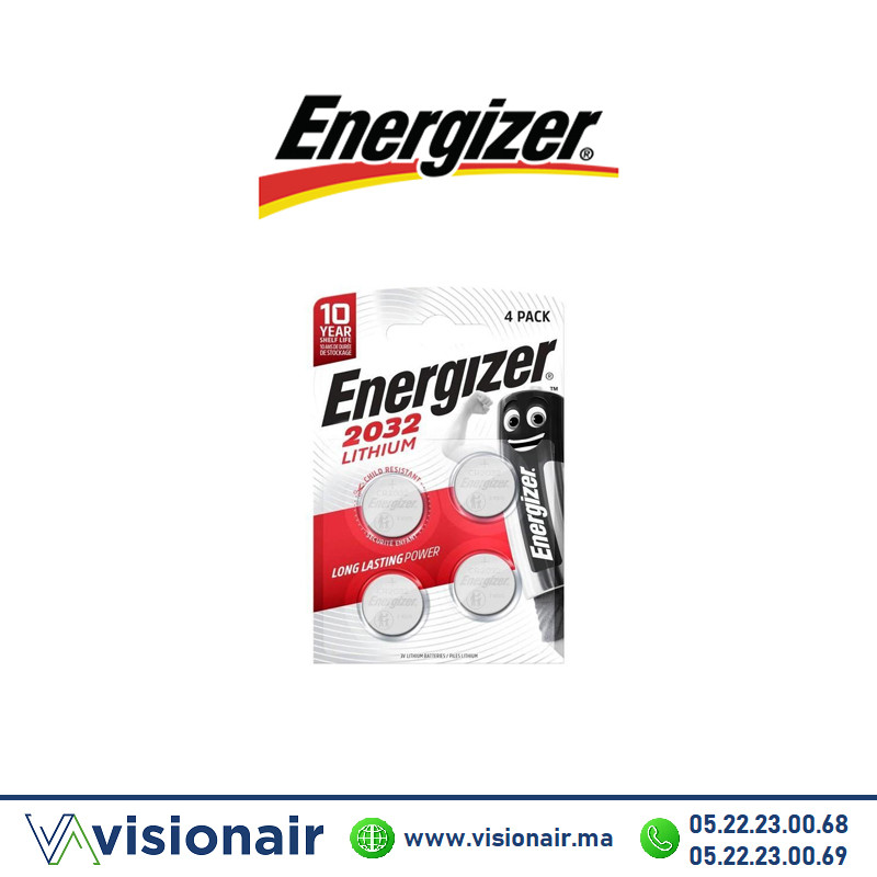 [ENERGIZERCR2032BL4] Pile bouton Energizer 4 piles CR2032 3V lithium (BL4)
