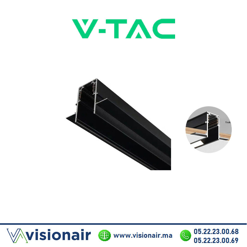 [VT41017-SKU97822] Rail magnétique slim V-Tac encastré 2m aluminium noir SKU97831