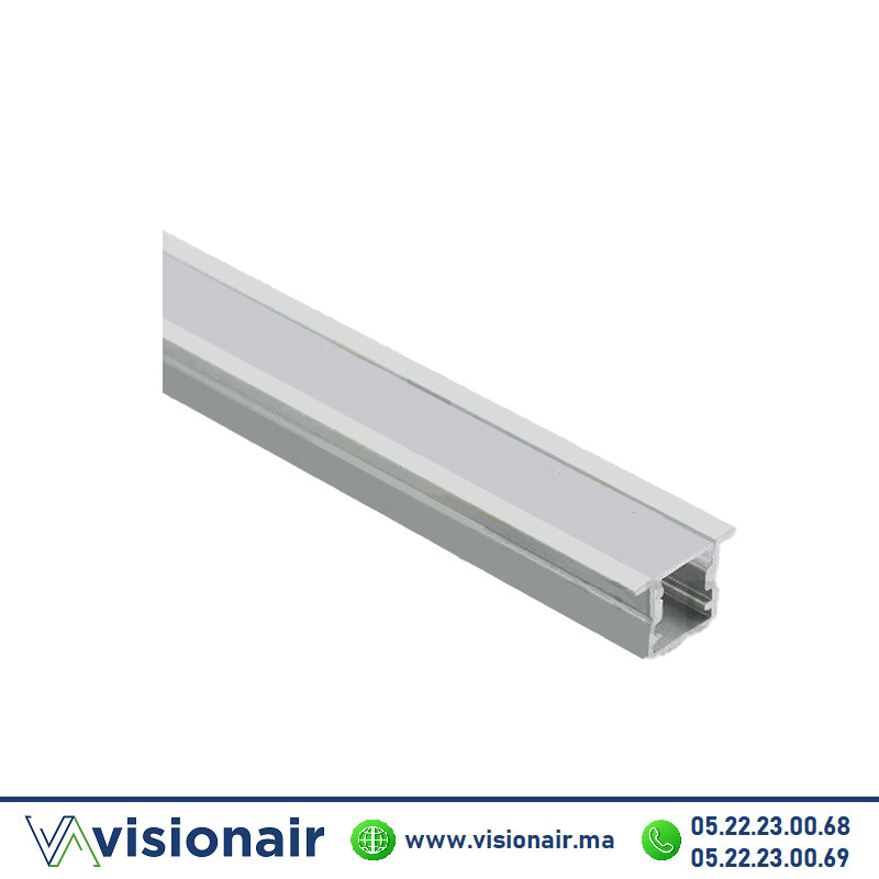 [LC-PR013R3M] Profilé LED encastré 24.5x12.2mm aluminium gris couvercle blanc B3R