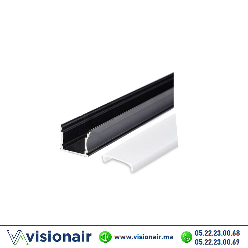 [LC-PR060-3-NM] Profilé LED apparent aluminium 17x14mm noir couvercle blanc 3M