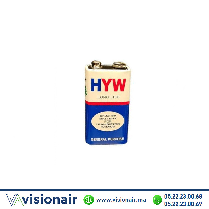[HYW6f22] Piles HYW long life 9V 6f22