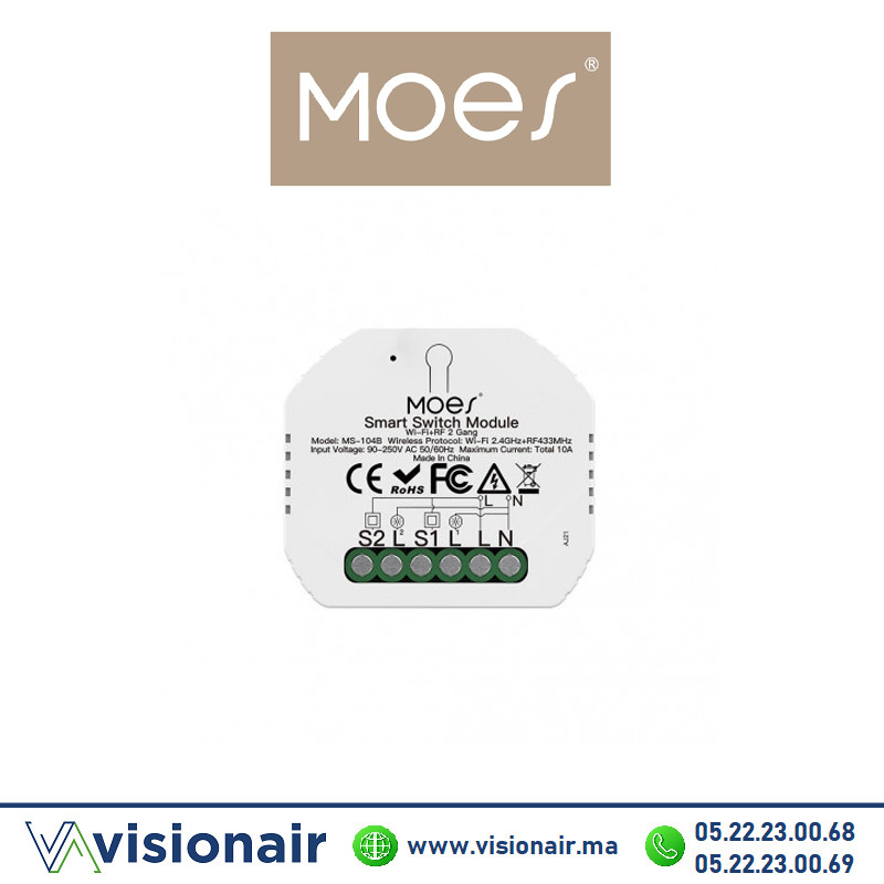 [MOES- WRM-104] Switch double Moes pour éclairage WRM-104B