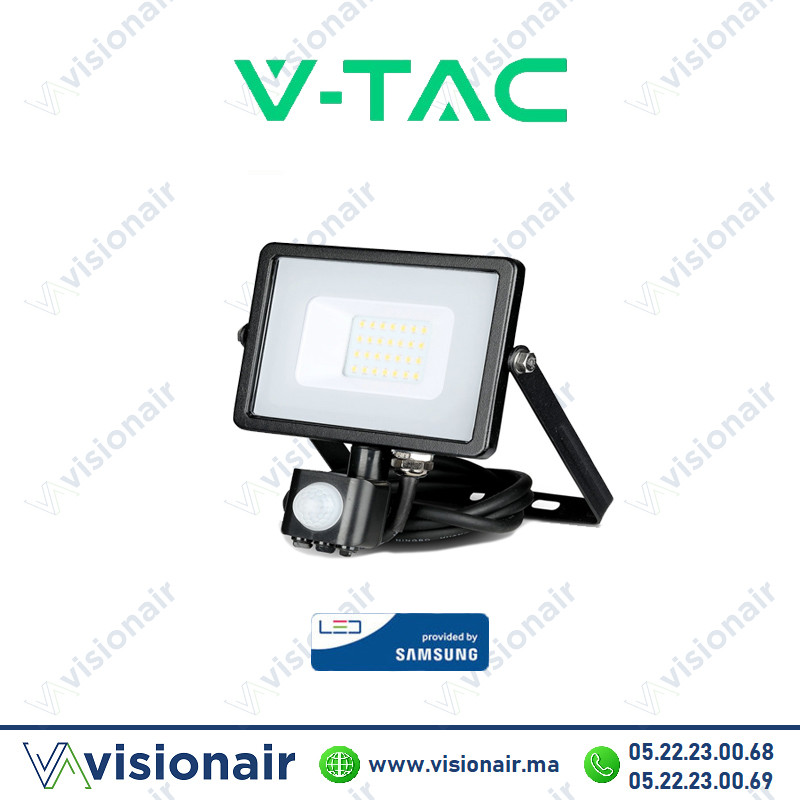 [VTSKU453] Projecteur LED avec détecteur V-TAC 20W 6400°K IP65 SKU453 (LED Samsung)