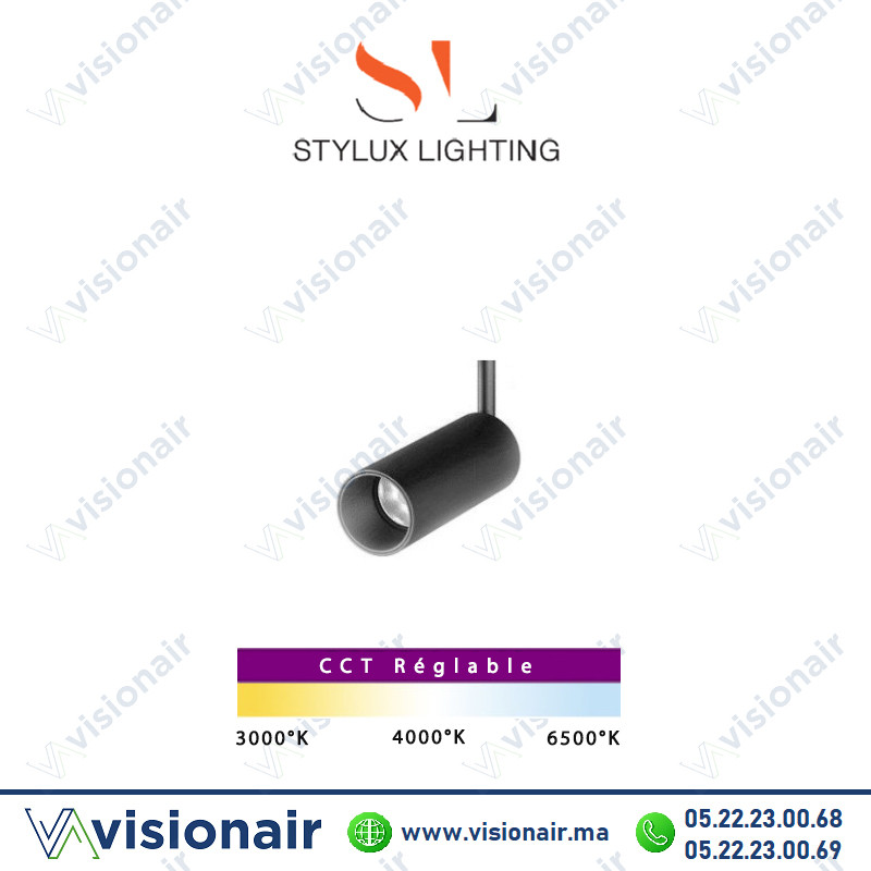[STICANON10WCCT] Projecteur orientable 10W CCT kanon rail magnétique Stylux lighting