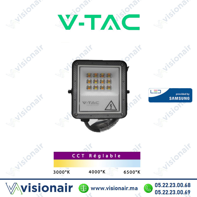 [VT44011-SKU98125] Projecteur LED V-TAC 10W CCT IP65 SKU98125 (LED Samsung)