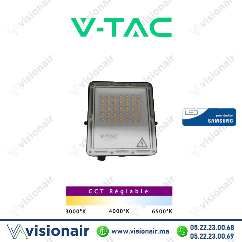 [VT44031-SKU98127] Projecteur LED V-TAC 30W CCT IP65 SKU98127 (LED Samsung)