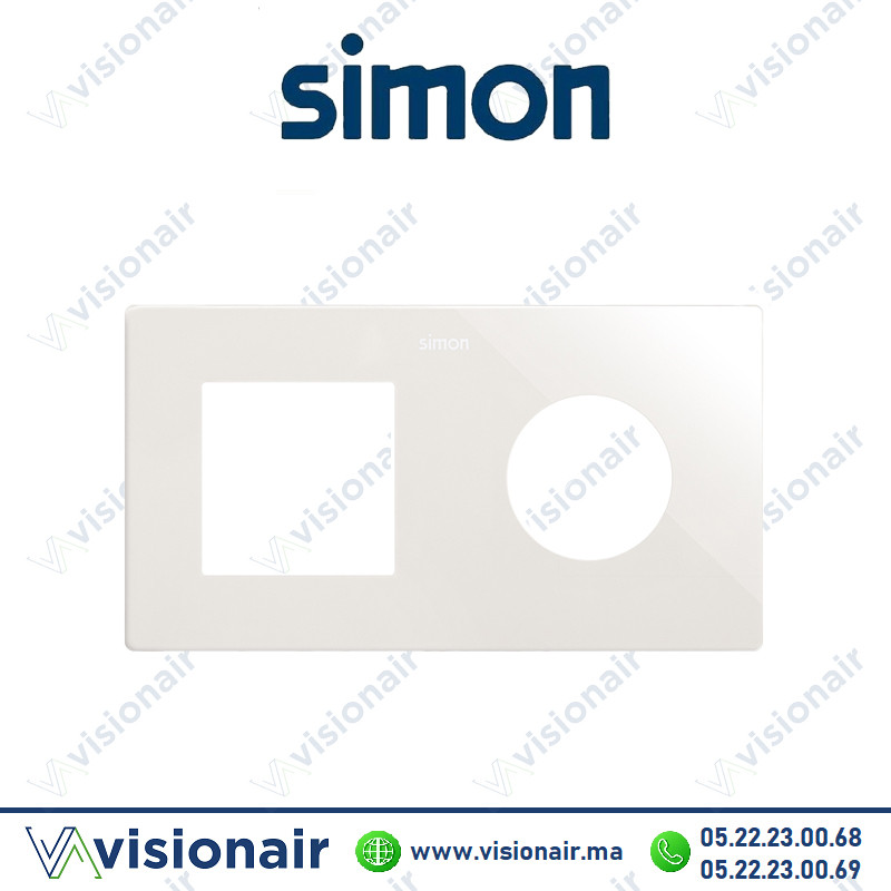 [27190620-090] Cadre Simon270 Minima 2 modules 1M large + prise 2P+T CLEAN blanc 27190620-090