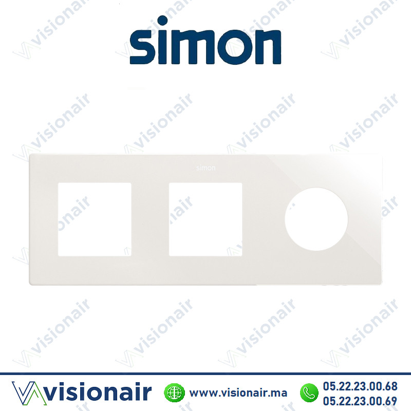 [27190630-090] Cadre Simon 270 Minima 3 modules 2M large + prise 2P+T CLEAN blanc 27190630-090