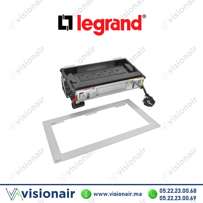[654850] Incara flip-up Legrand 8 modules 3 prises 2P+T + 1 chargeur USB A+C 15W