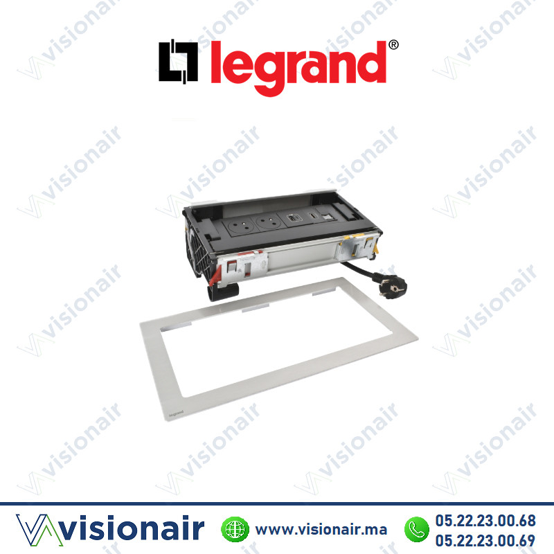 [654851] Incara flip-up Legrand 8 modules 2 prises 2P+T + 1 chargeur USB A+C 15W + RJ45 Cat.6 + HDMI