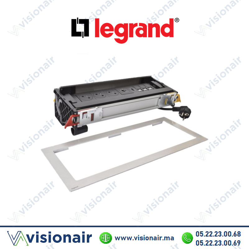 [654853] Incara flip-up Legrand 12 modules 3 prises 2P+T + 1 chargeur USB A+C 15W + 3 RJ45 Cat.6 + HDMI