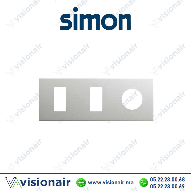 [27191630-093] Cadre Simon 270 Minima 3 modules 2M étroit + prise 2P+T CLEAN Aluminium 27191630-093