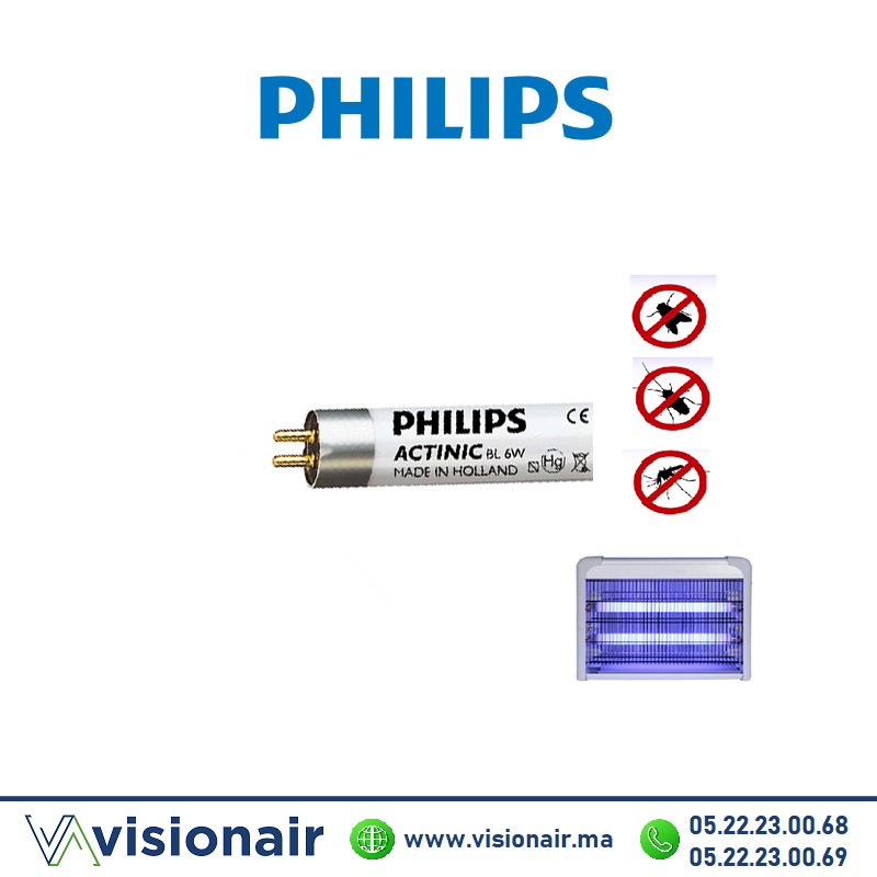 [PHILIPSACTINIC6W] Tube UV T5 tue-insectes Philips Actinic BL 6W 22,5cm