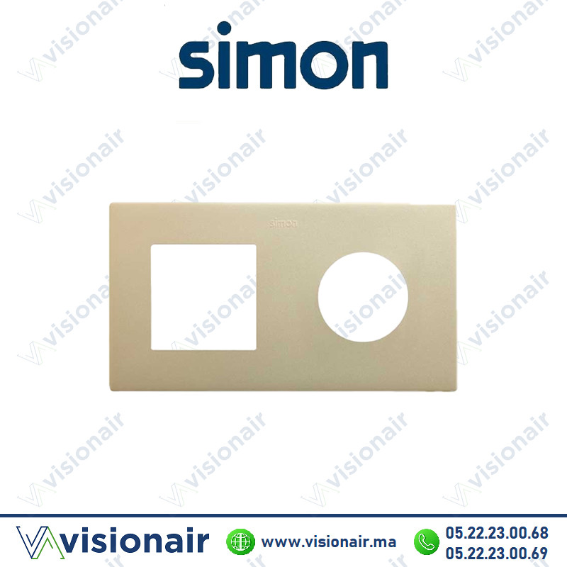 [27190620-094] Cadre Simon 270 Minima 2 modules 1M large + prise 2P+T CLEAN champagne 27190620-094