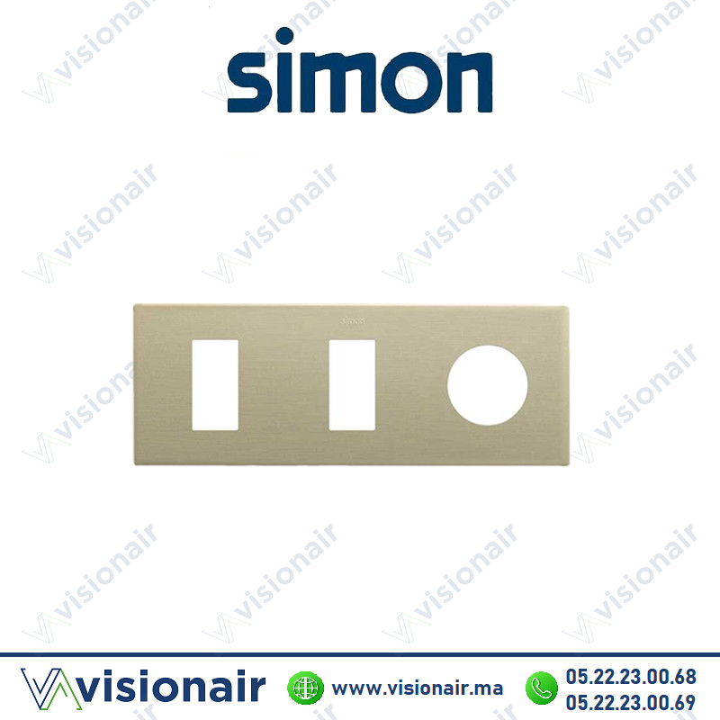 [27191630-094] Cadre Simon 270 Minima 3 modules 2M étroit + prise 2P+T CLEAN champagne 27191630-094