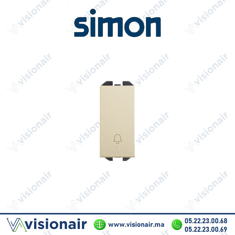 [20001152-094] Bouton-poussoir Simon 270 avec cloche gravée étroit champagne 20001152-094