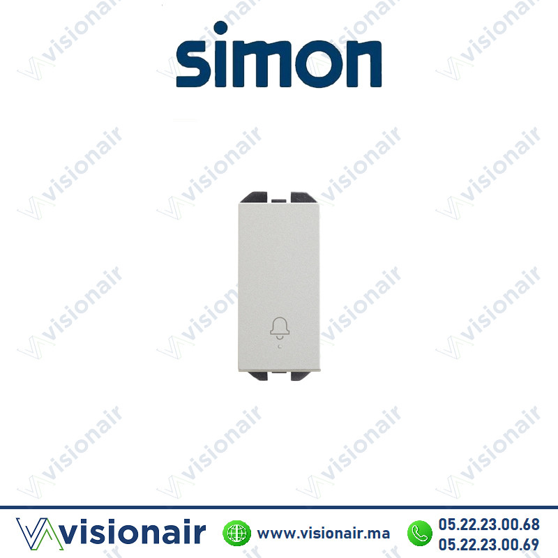 [20001152-093] Bouton-poussoir Simon 270 avec cloche gravée étroit aluminium 20001152-093