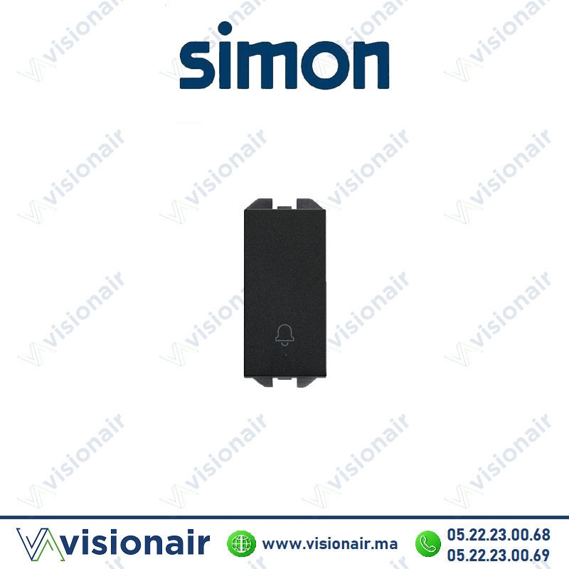 [20001152-098] Bouton-poussoir Simon 270 avec cloche gravée étroit Noir mat 20001152-098