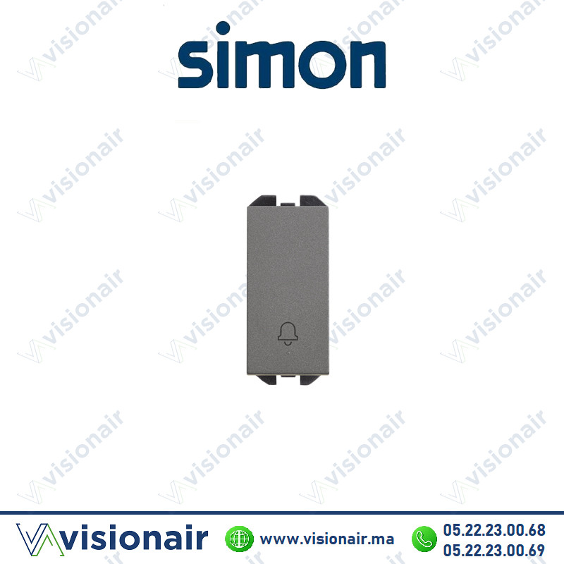 [20001152-096] Bouton-poussoir Simon 270 avec cloche gravée étroit Titane 20001152-096
