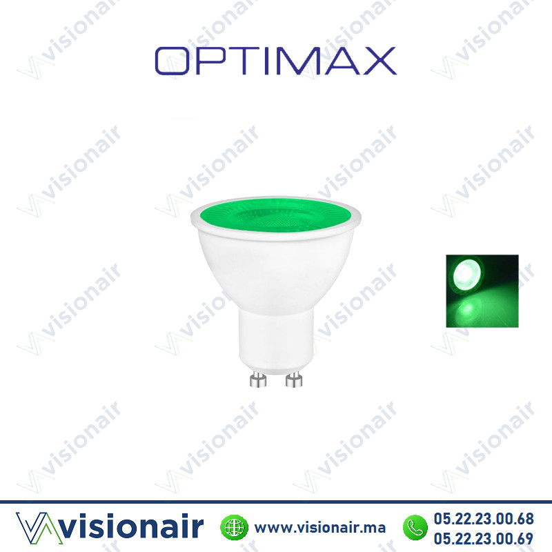 [OPTLLSC8G10V] Lampe LED GU10 Optimax 8W Vert