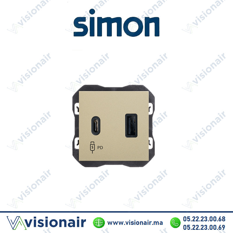 [20000296-094] Chargeur USB Simon270 double A+C 30W champagne 20000296-094
