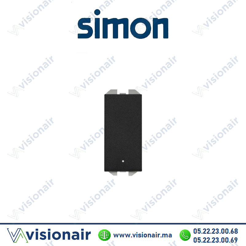 [20001160-098] Bouton-poussoir Simon 270 neutre lumineux Noir mat 20001160-098