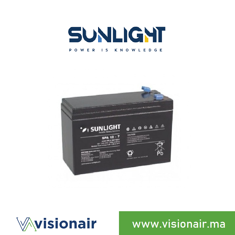 [SUN12V7AH] Batterie SUNLIGHT 12V 7AH SPA étanche VRLA AGM