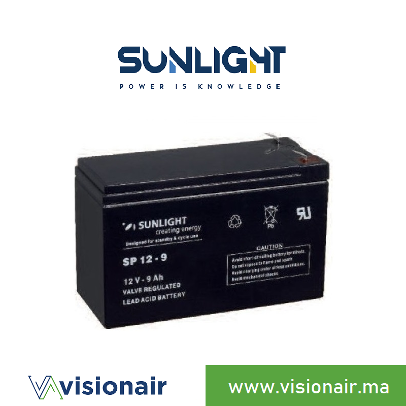 [SUN12V9AH] Batterie SUNLIGHT 12V 9AH SPA étanche VRLA AGM
