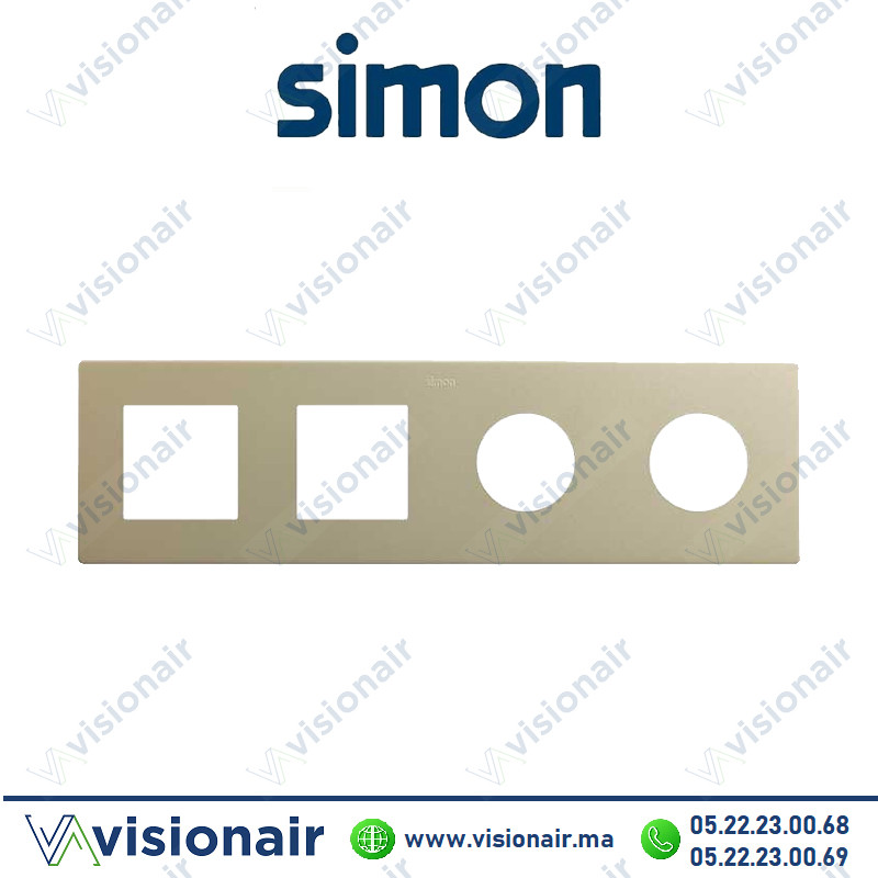 [27190640-094] Cadre Simon 270 Minima 4 modules 2M large + 2 prises 2P+T CLEAN champagne 27190640-094