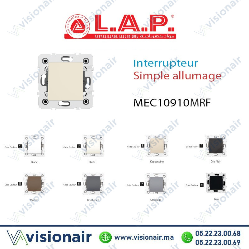 [LAP10910MRF2] Interrupteur Simple allumage Marfil LAP Millenium 10910MRF2