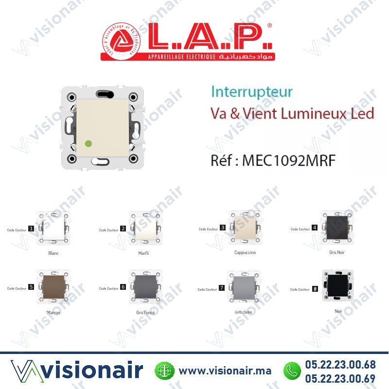[10926MRF2] Interrupteur VA & Vient lumineux LED Marifl LAP Millenium 10926MRF
