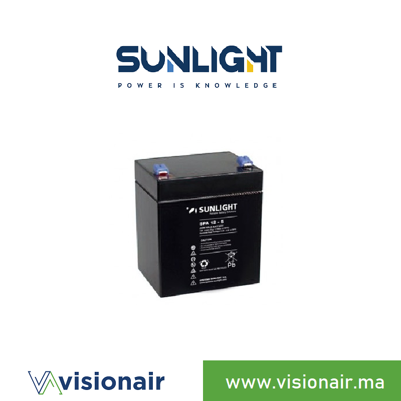 [SUN12V5AH] Batterie SUNLIGHT 12V 5AH SPA étanche VRLA AGM