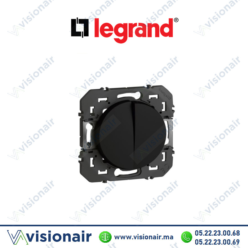 [LEG600202] Interrupteur Legrand Dooxie double va et vient Noir mat 600202