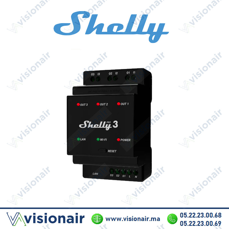 [SHELLY-PRO3] Relais domotique SHELLY Wi-Fi Pro 3 canaux SHELLY-PRO3
