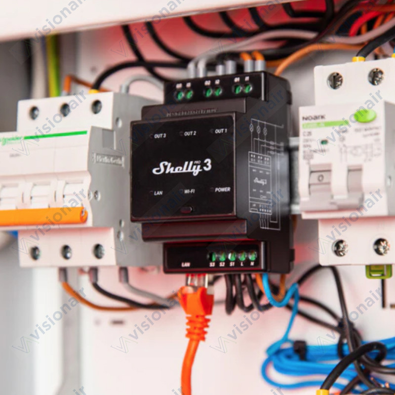 Relais domotique SHELLY Wi-Fi Pro 3 canaux SHELLY-PRO3 |Visionair Maroc