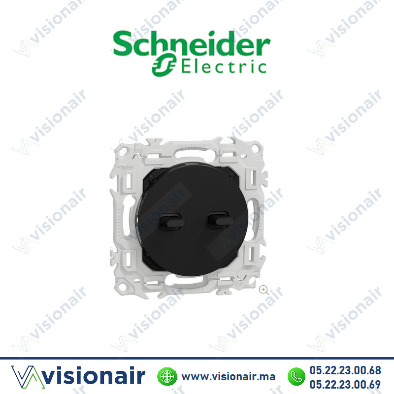 [S940213] Interrupteur double Va et vient à levier Schneider Odace Noir S940213